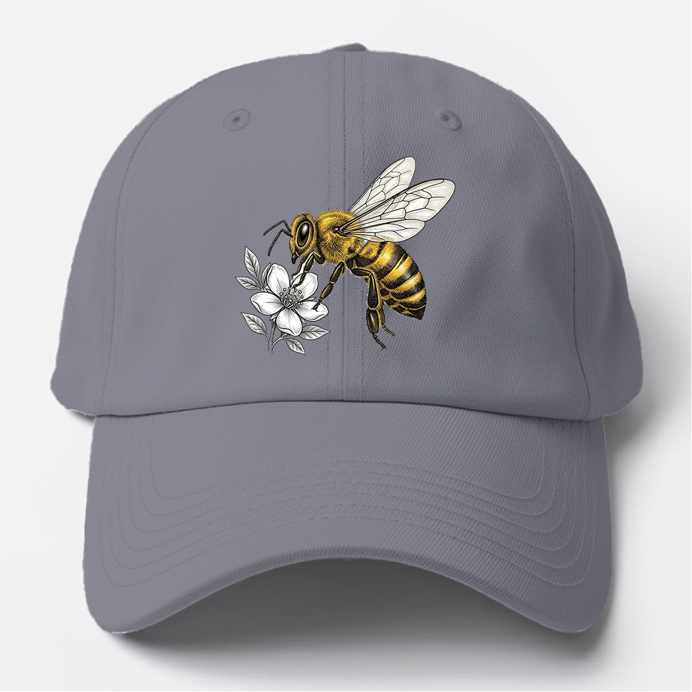 Honey Bee Flower Baseball Cap