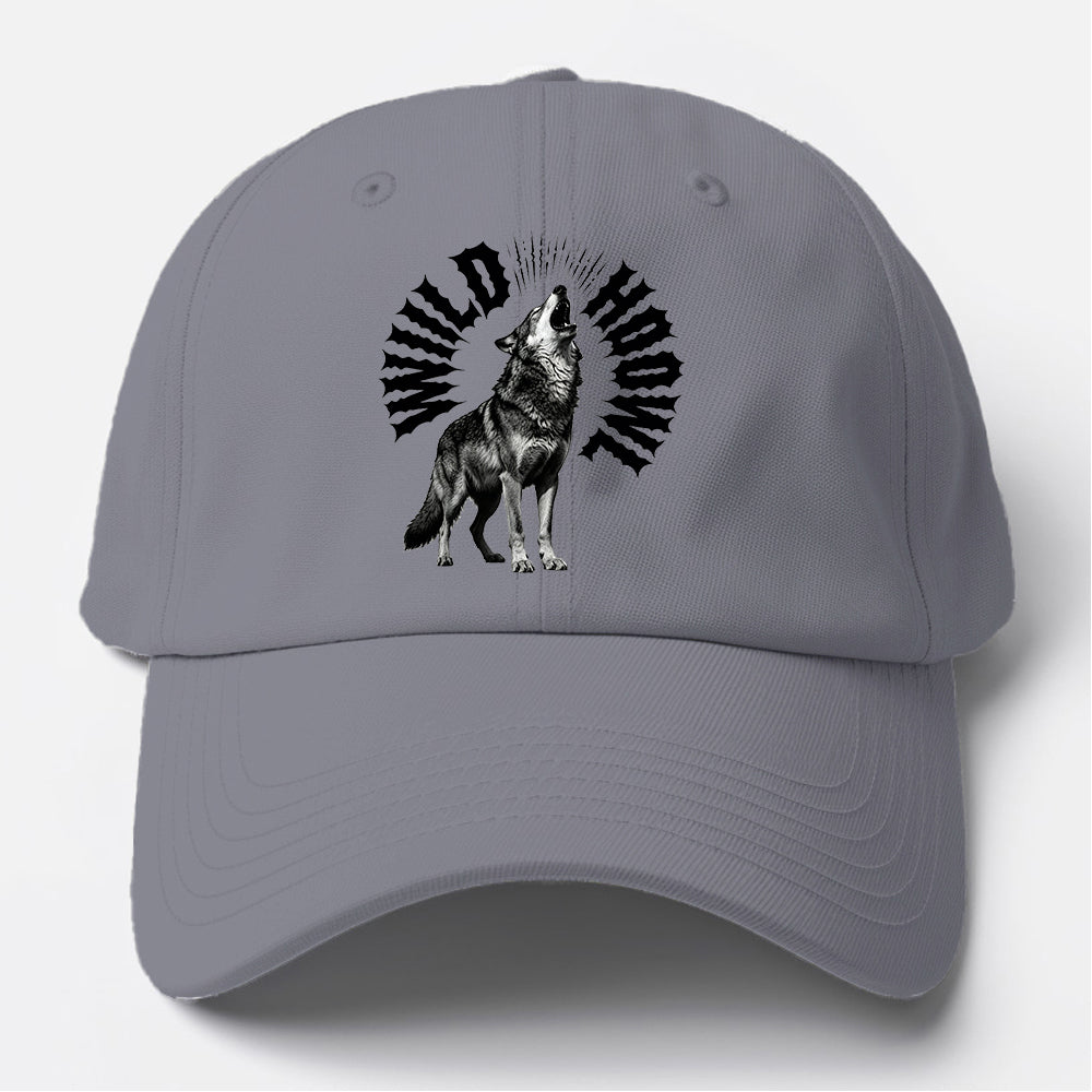 Howling Wolf Black Baseball Cap