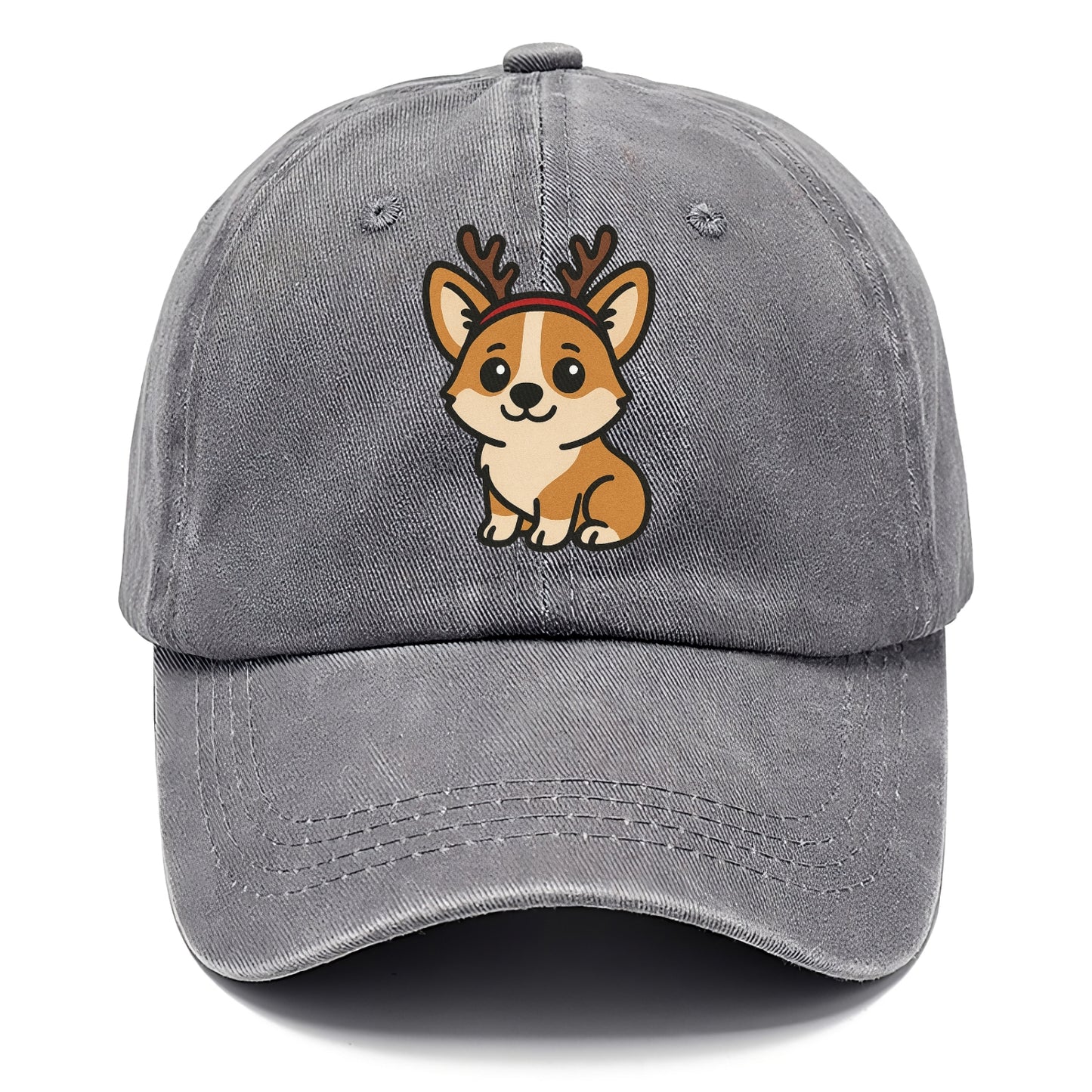corgi wearing reindeer antlers christmas theme portrait design Hat
