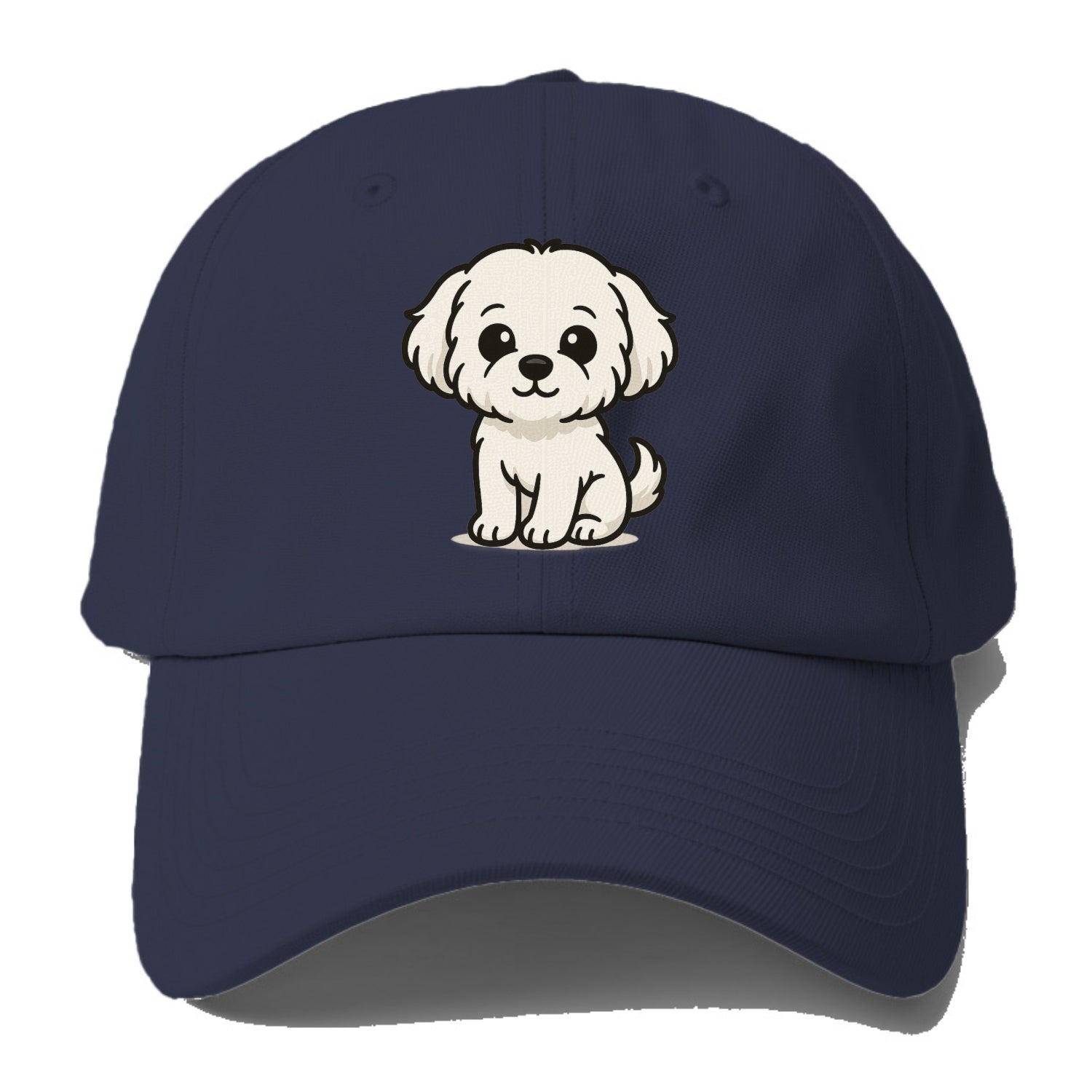 maltese pure white fluffy sitting pose portrait design Hat