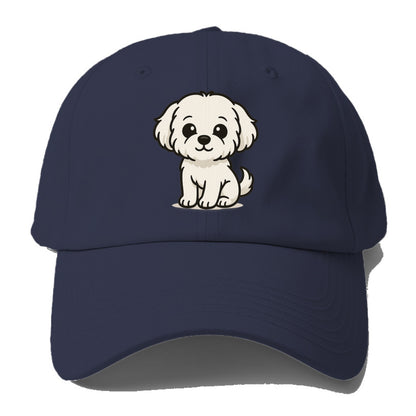 maltese pure white fluffy sitting pose portrait design Hat