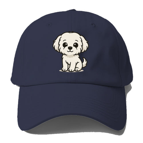 Maltese Pure White Fluffy Sitting Pose Portrait Design Baseball Cap For Big Heads