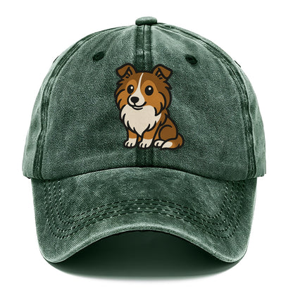 shetland sheepdog sable and white sitting pose portrait design Hat