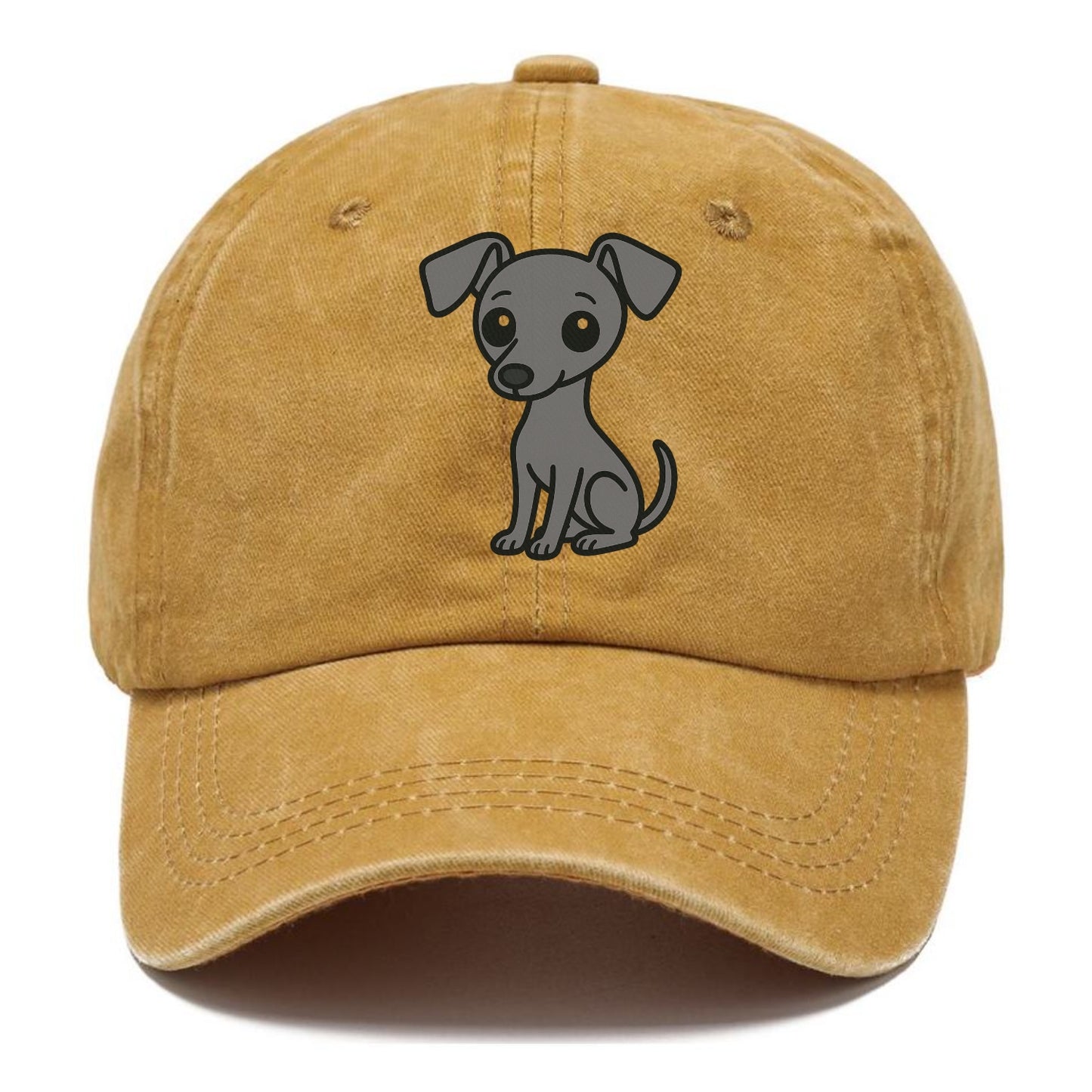 italian greyhound gray sitting pose with thin build portrait design Hat
