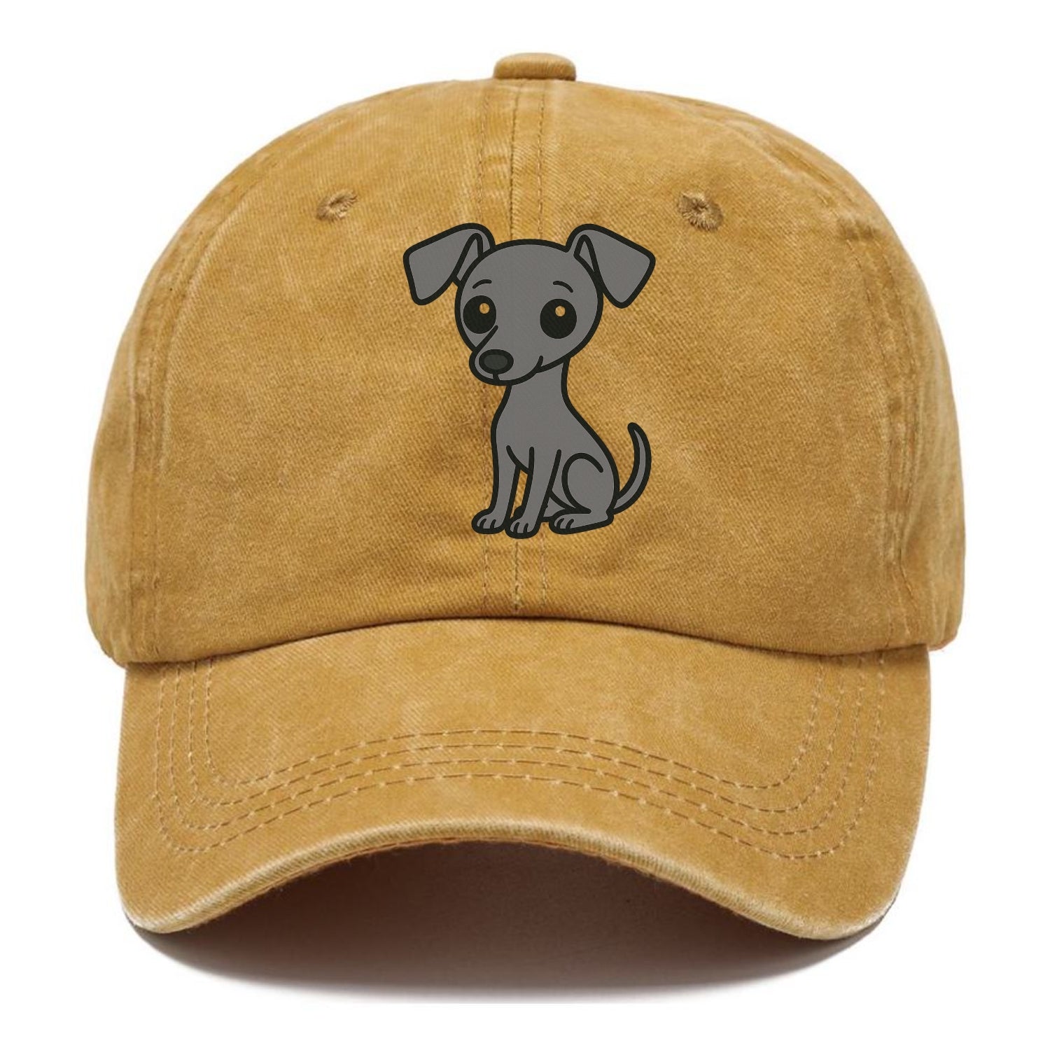 italian greyhound gray sitting pose with thin build portrait design Hat