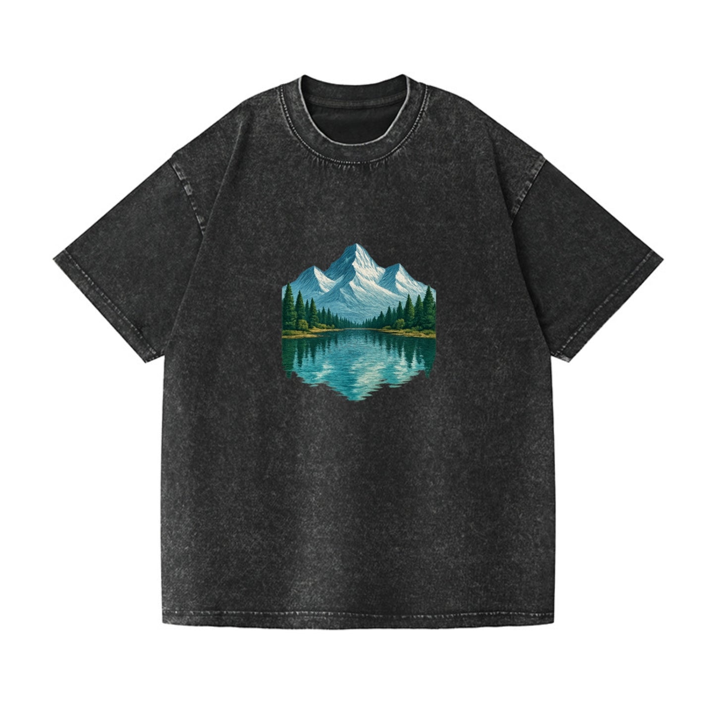 snowy mountain lake reflection design Hat