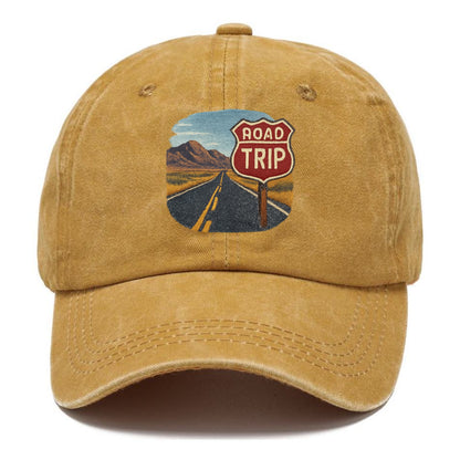 american road trip scenic embroidery Hat