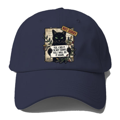 Not Sorry  I DID IT Cat  Baseball Cap