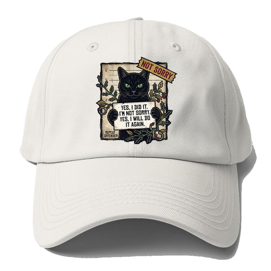 Not Sorry  I DID IT Cat  Baseball Cap