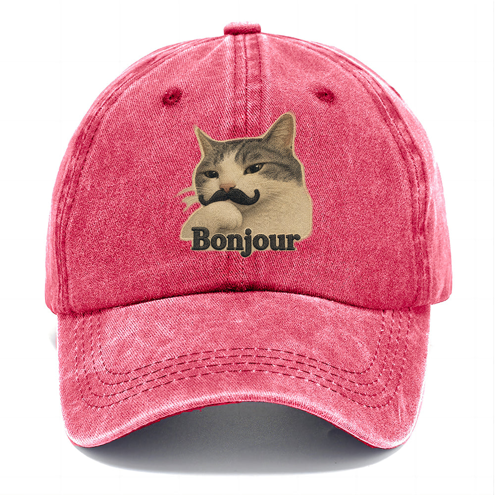 Bonjour Mustache Cat Classic Cap