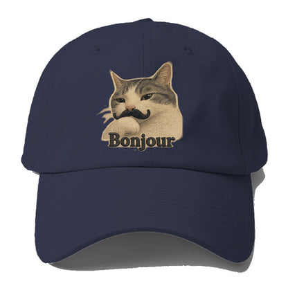 Bonjour Mustache Cat Baseball Cap