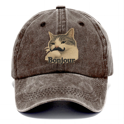Bonjour Mustache Cat Classic Cap
