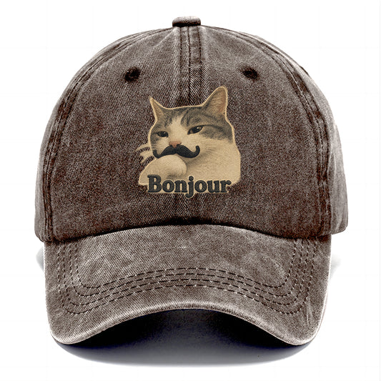 Bonjour Mustache Cat Classic Cap