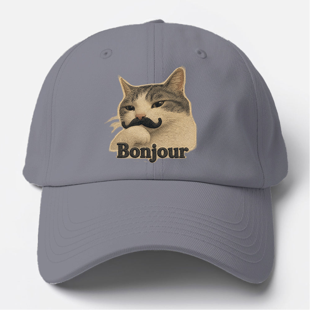 Bonjour Mustache Cat Baseball Cap
