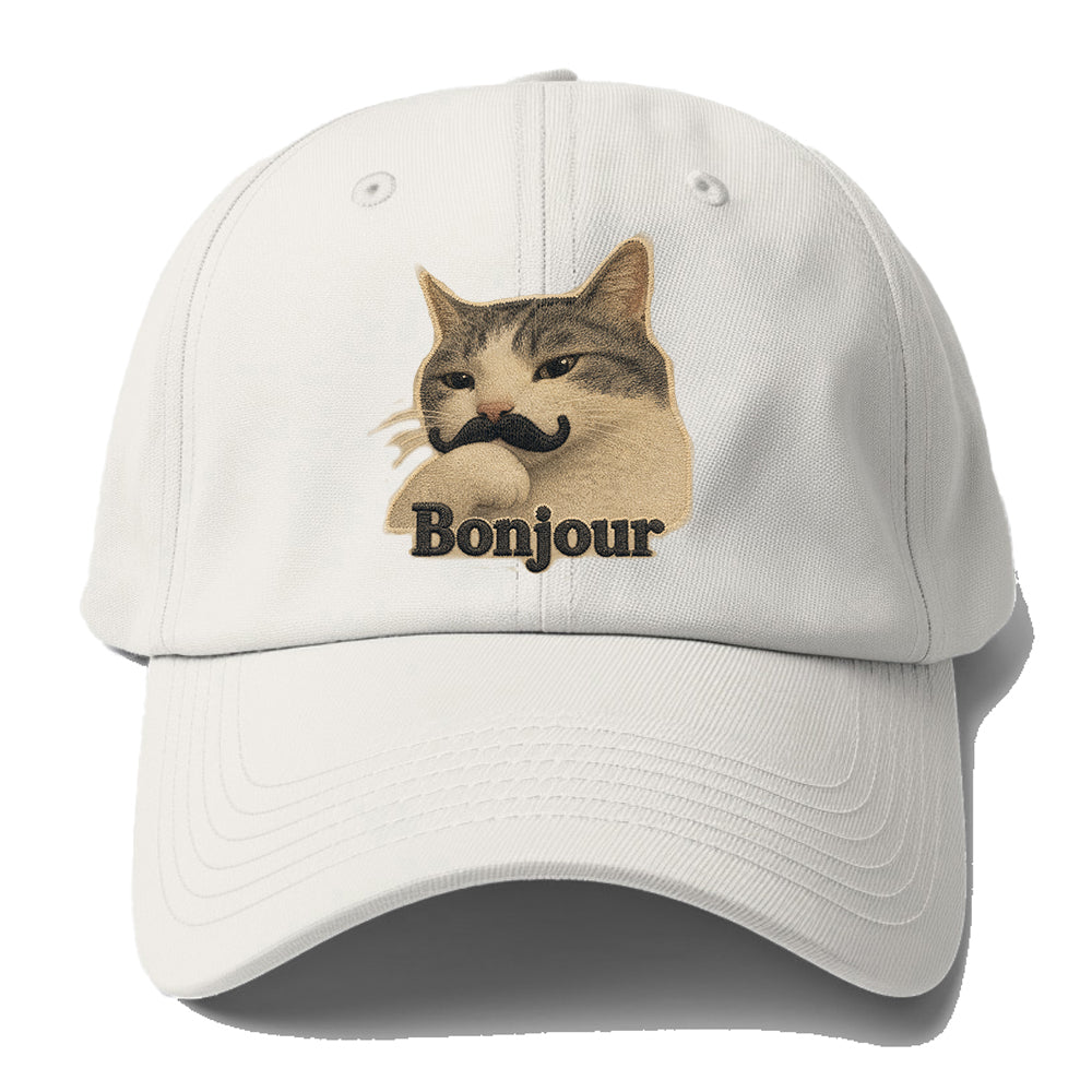 Bonjour Mustache Cat Baseball Cap