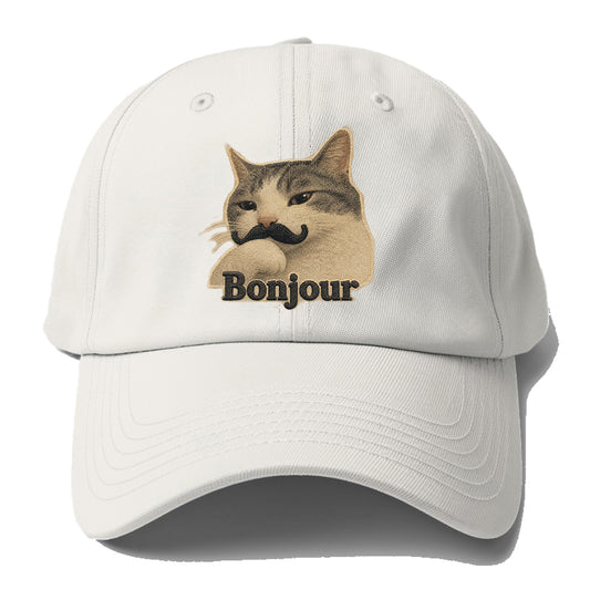 Bonjour Mustache Cat Baseball Cap