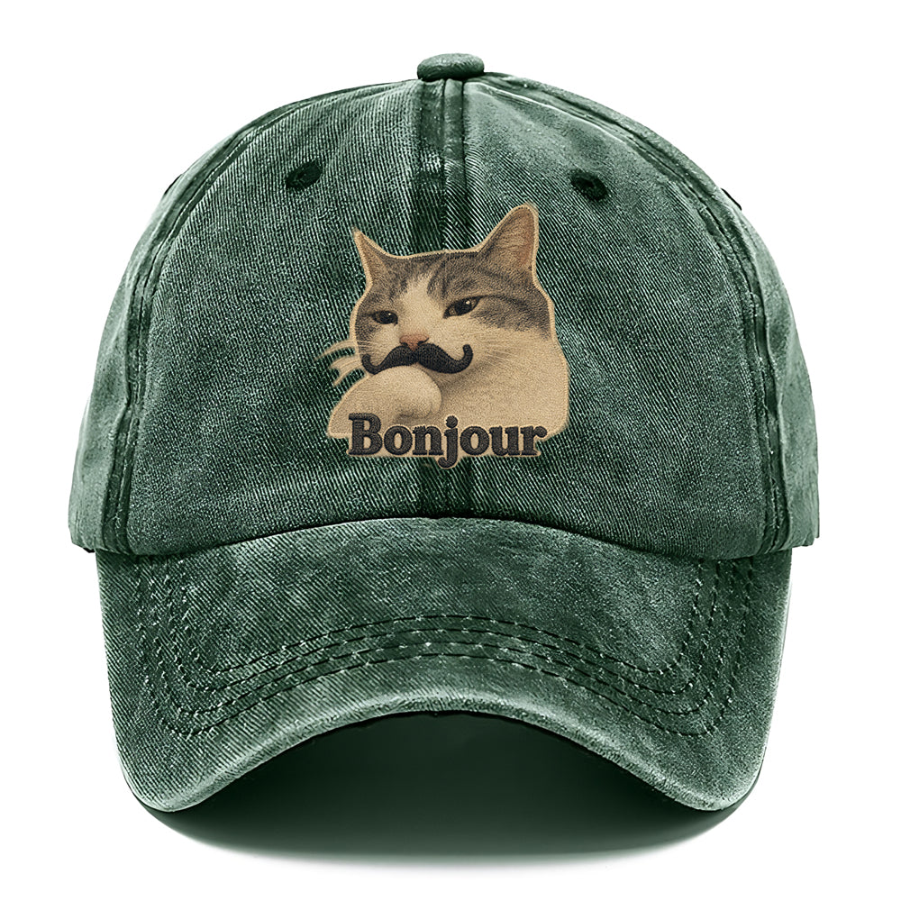 Bonjour Mustache Cat Classic Cap