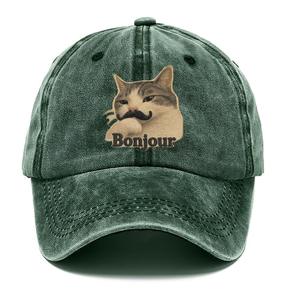 Bonjour Mustache Cat Classic Cap