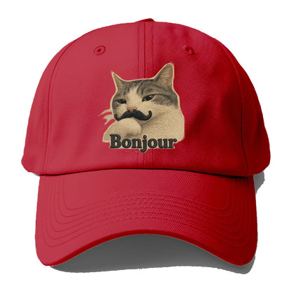 Bonjour Mustache Cat Baseball Cap