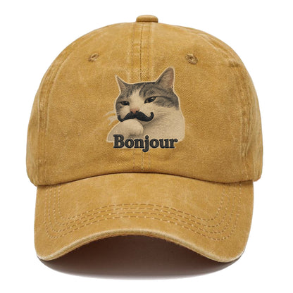 Bonjour Mustache Cat Classic Cap