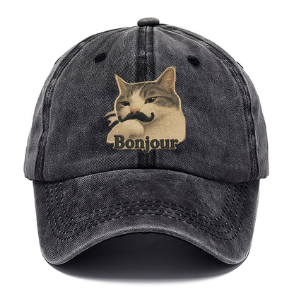 Bonjour Mustache Cat Classic Cap