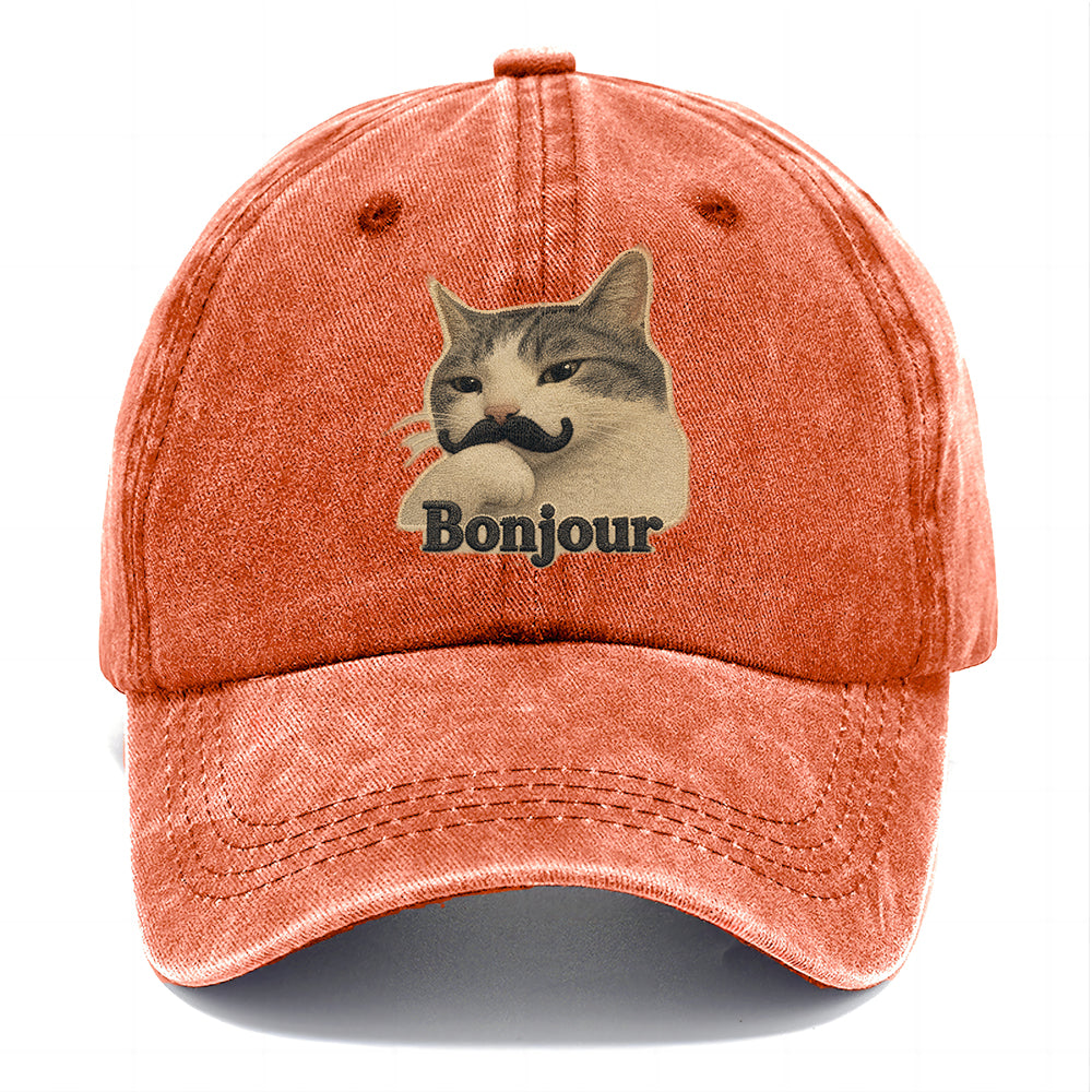 Bonjour Mustache Cat Classic Cap