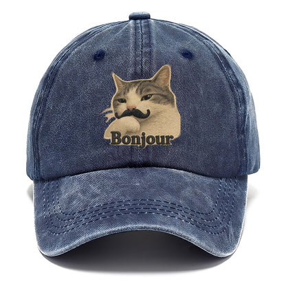 Bonjour Mustache Cat Classic Cap