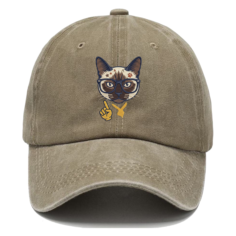 Siamese Nerd Cat Classic Cap