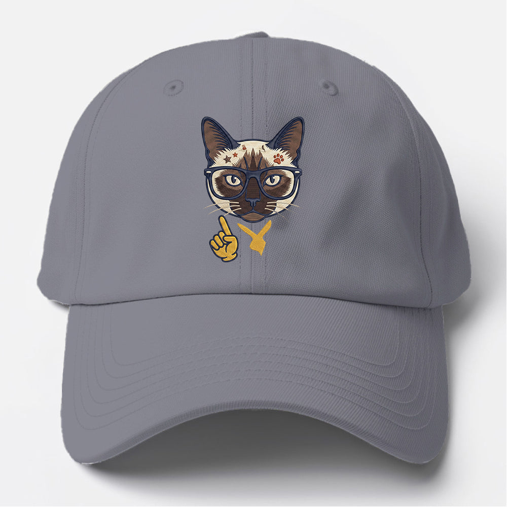 Siamese Nerd Cat Baseball Cap