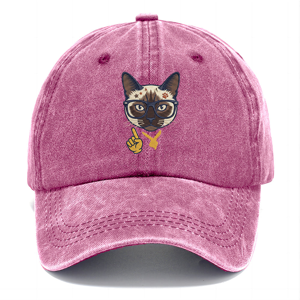 Siamese Nerd Cat Classic Cap