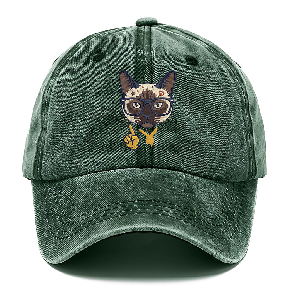 Siamese Nerd Cat Classic Cap