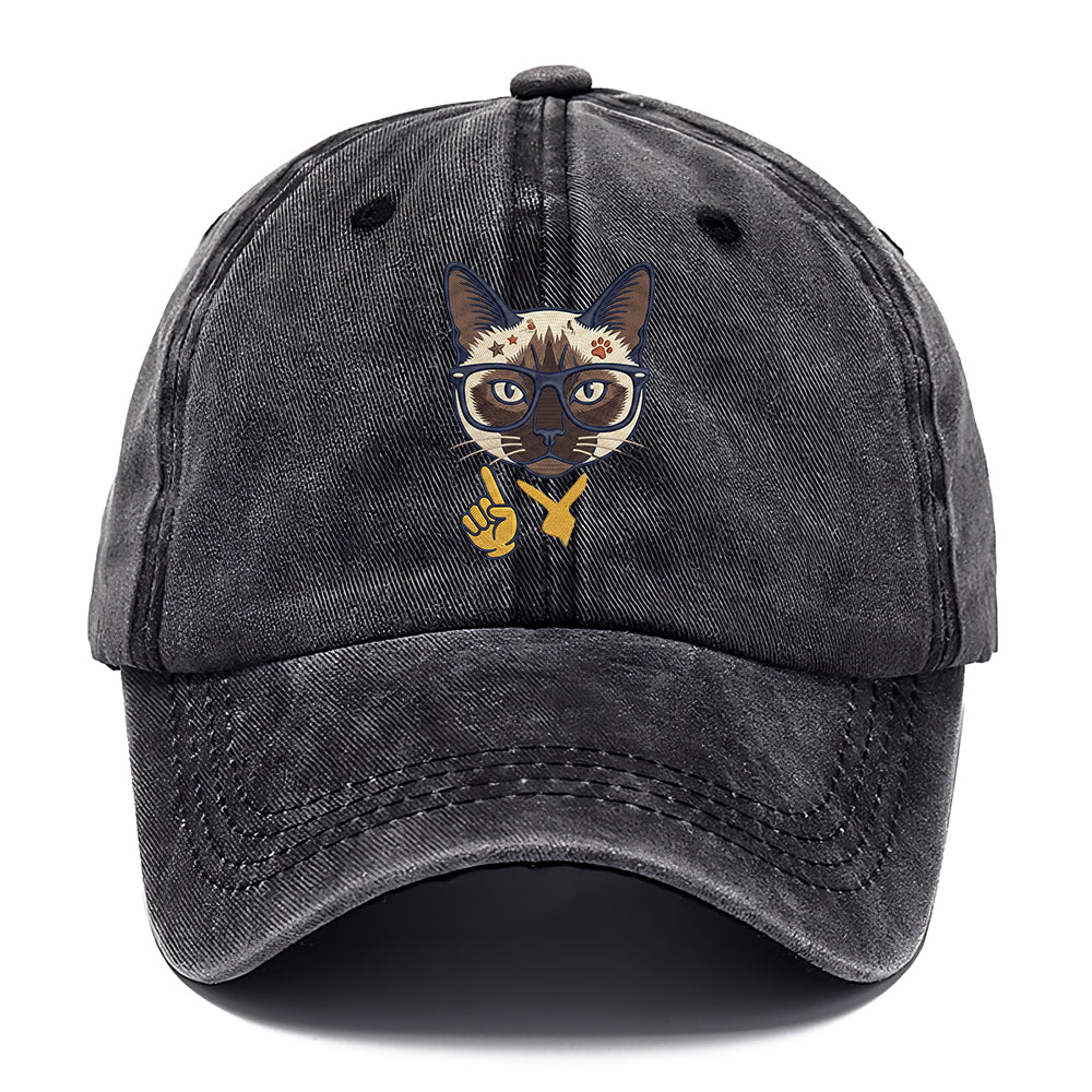 Siamese Nerd Cat Classic Cap