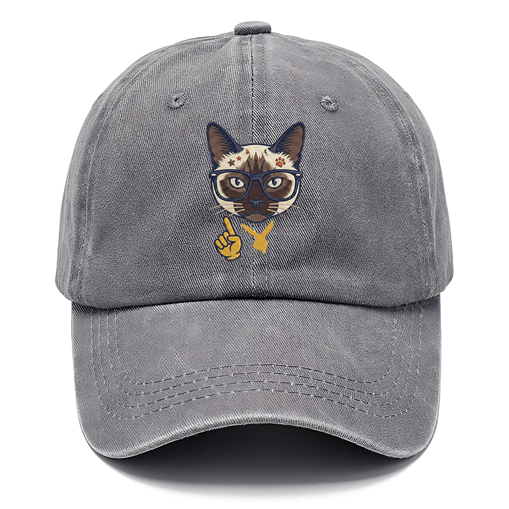 Siamese Nerd Cat Classic Cap