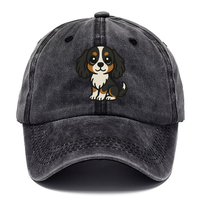 cavalier king charles spaniel tricolor sitting pose portrait design Hat