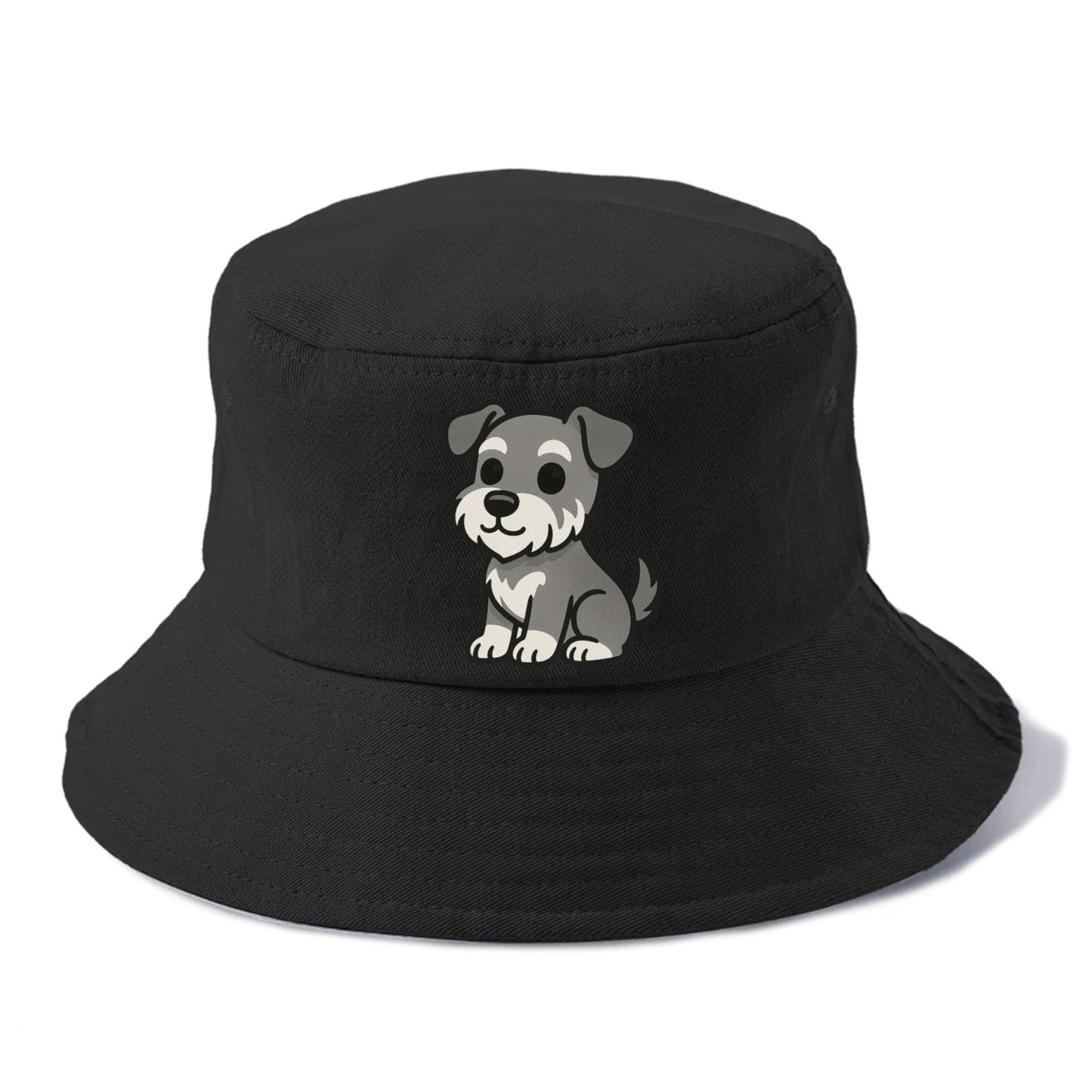 schnoodle gray and white sitting pose portrait design Hat