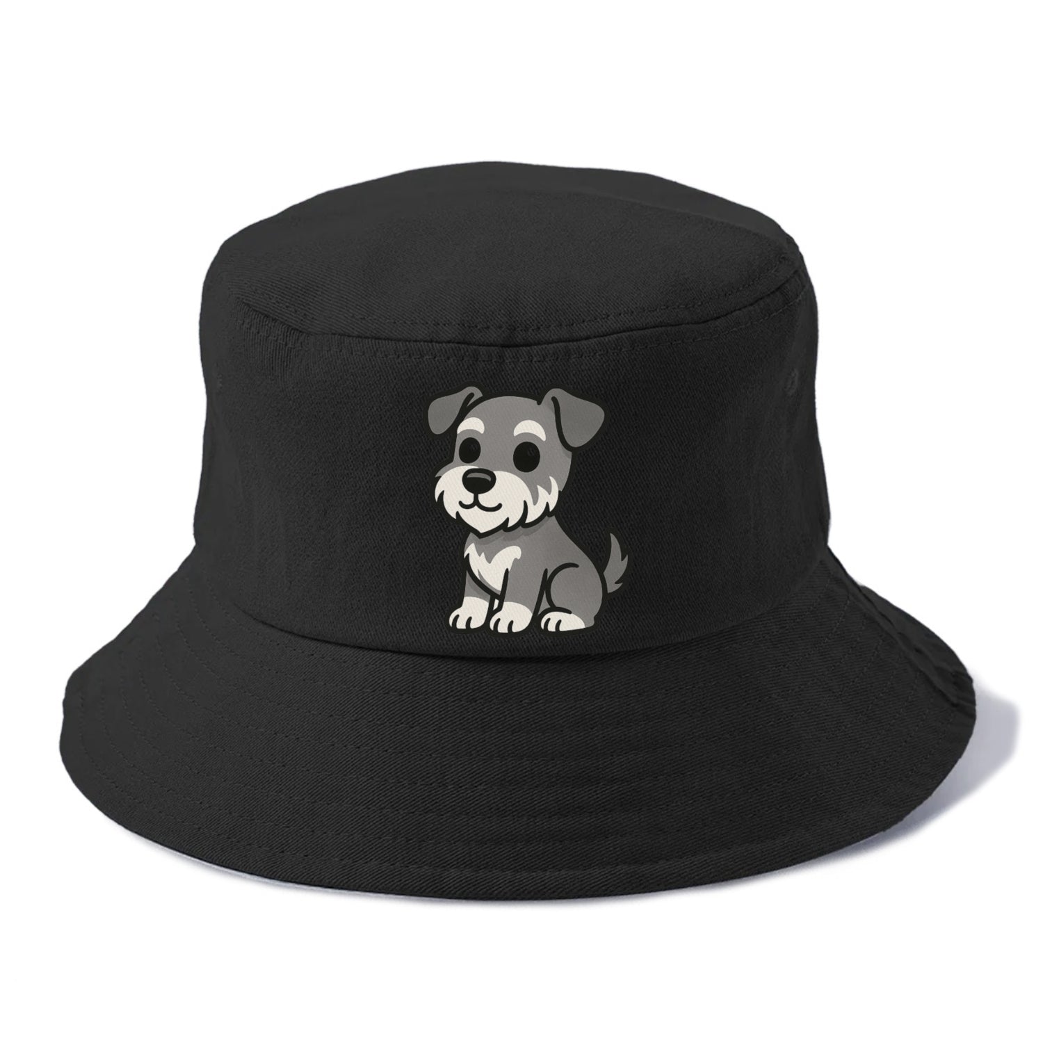 schnoodle gray and white sitting pose portrait design Hat