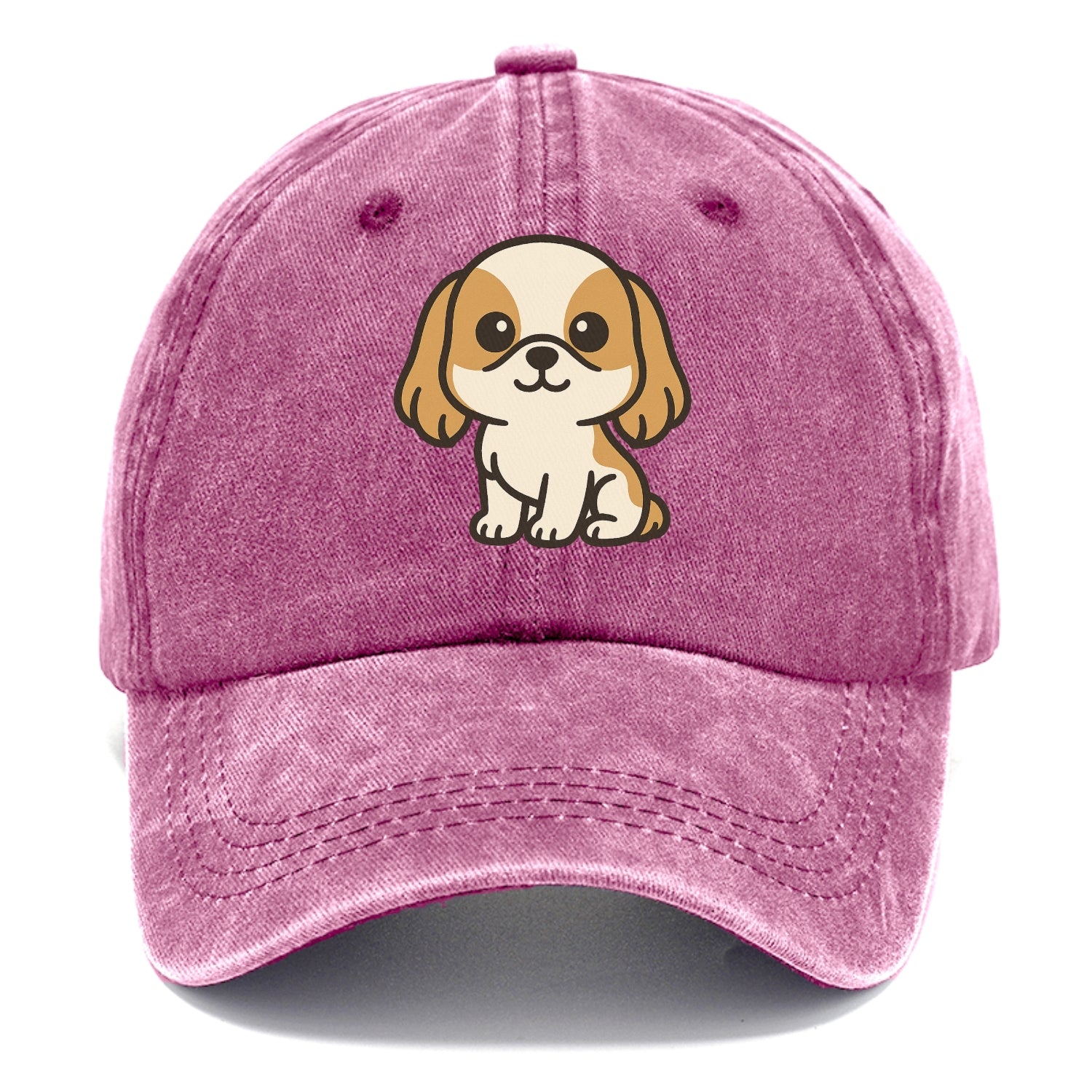 shih tzu white and gold sitting pose with long ears portrait design Hat