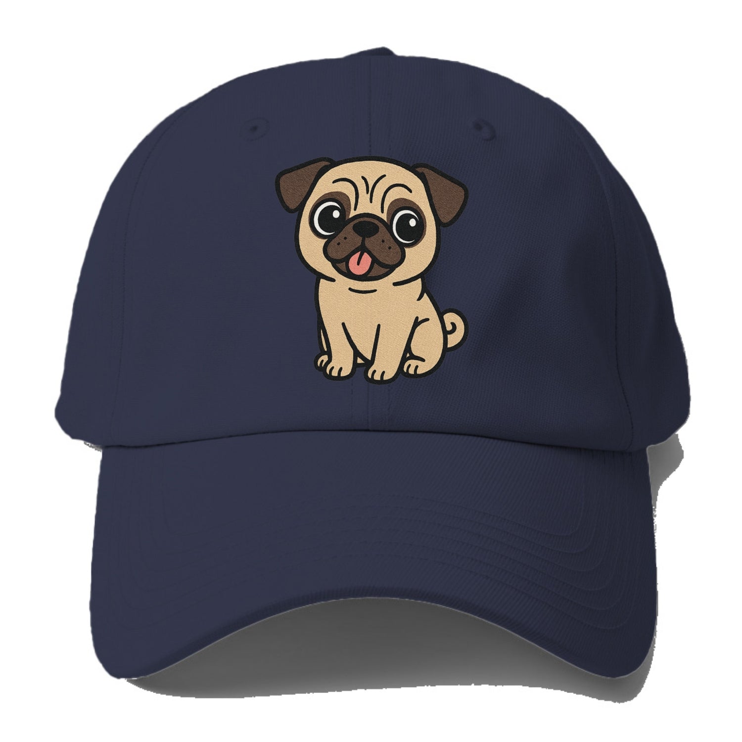 pug tilted head with tongue out portrait design Hat