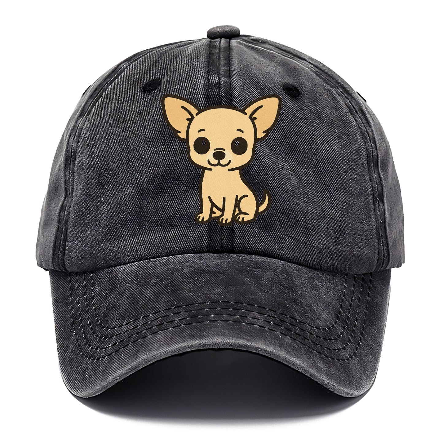 chihuahua cream colored sitting pose portrait design Hat