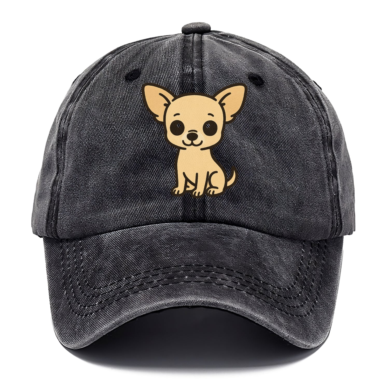 chihuahua cream colored sitting pose portrait design Hat