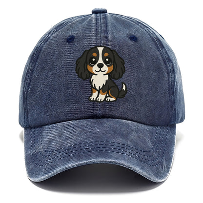 cavalier king charles spaniel tricolor sitting pose portrait design Hat