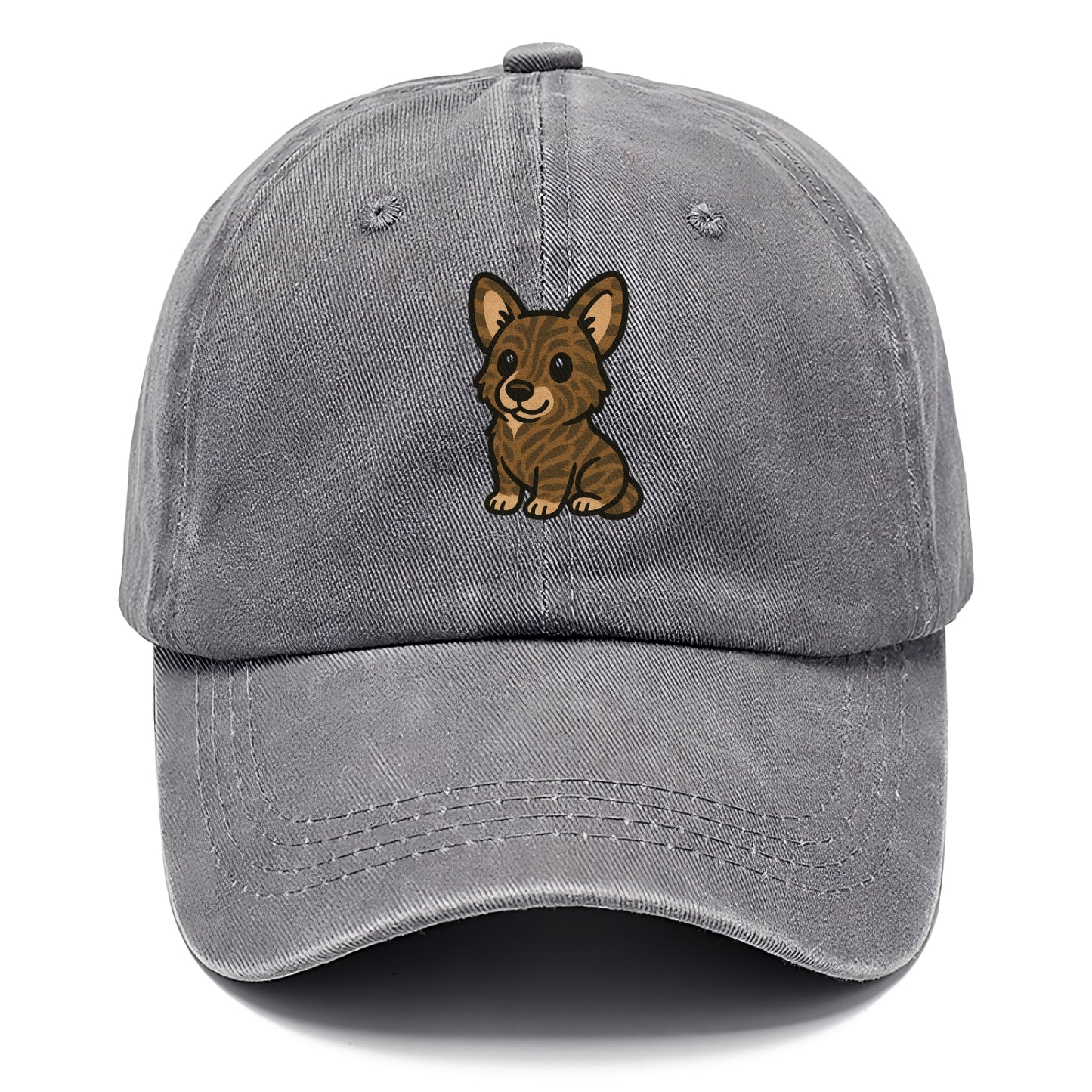 welsh corgi cardigan brindle sitting pose portrait design Hat