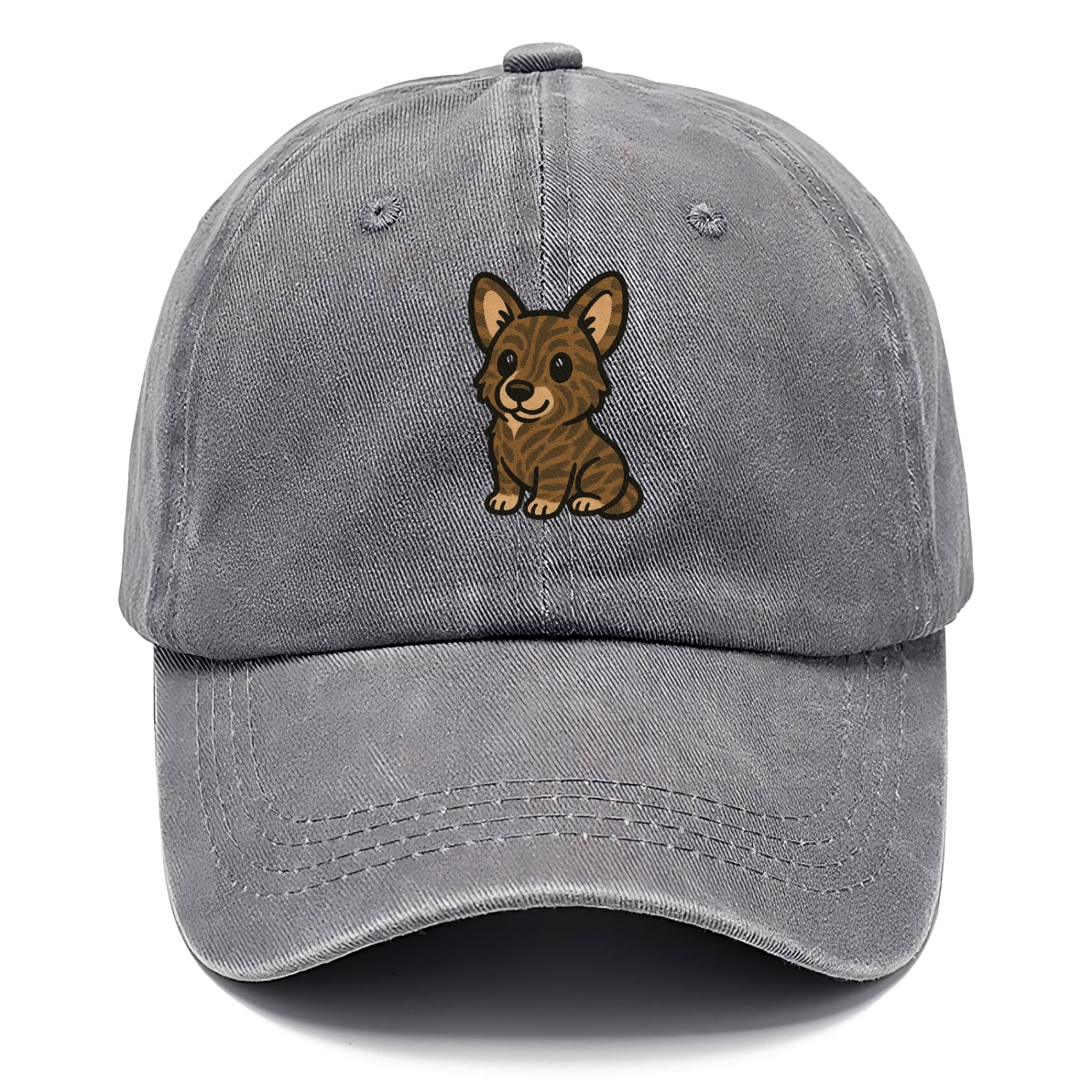 welsh corgi cardigan brindle sitting pose portrait design Hat