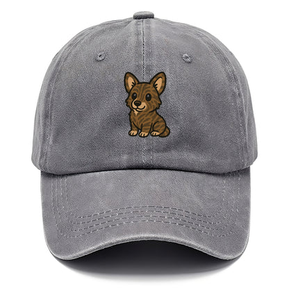 welsh corgi cardigan brindle sitting pose portrait design Hat
