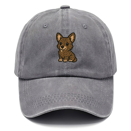 welsh corgi cardigan brindle sitting pose portrait design Hat