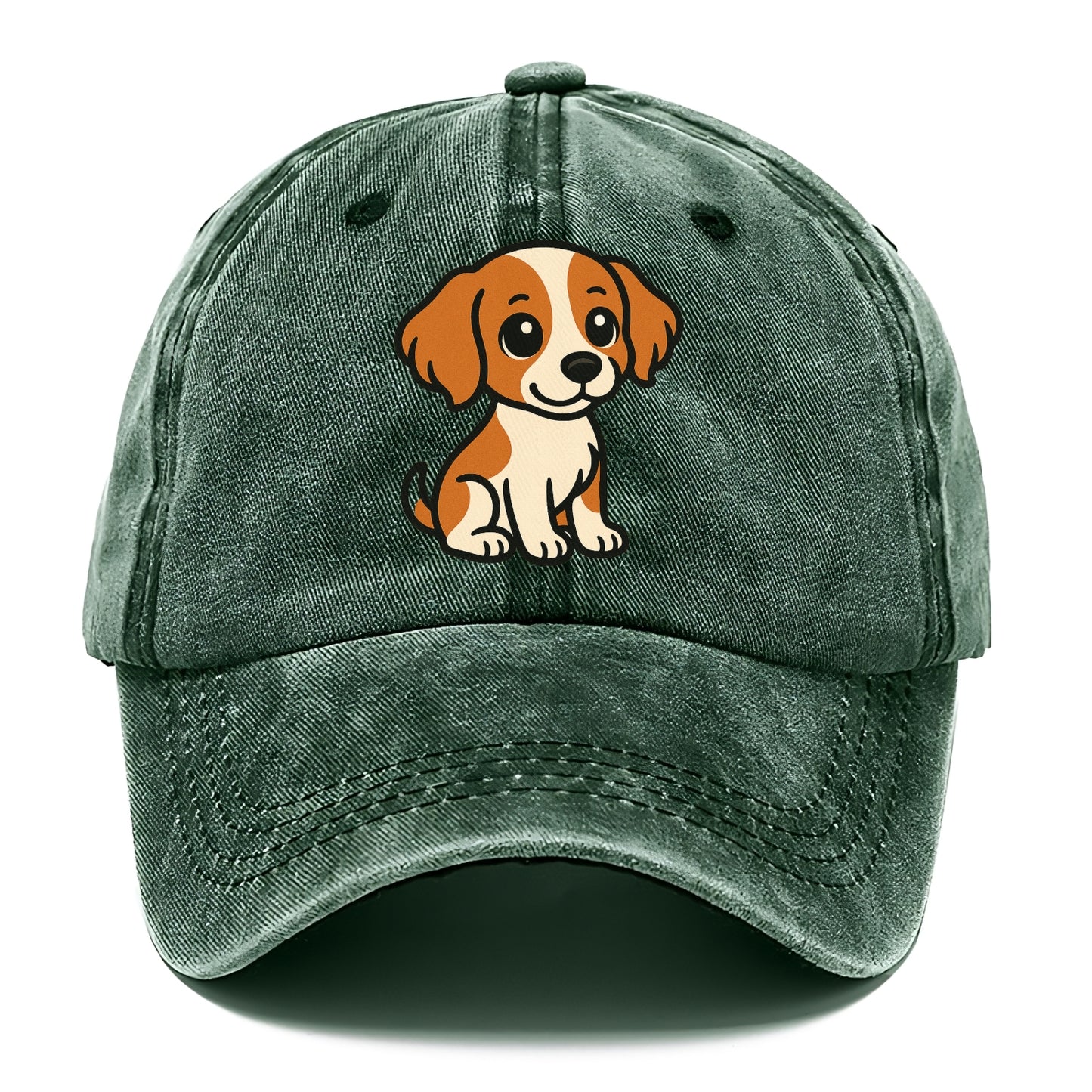 brittany spaniel orange and white sitting pose portrait design Hat