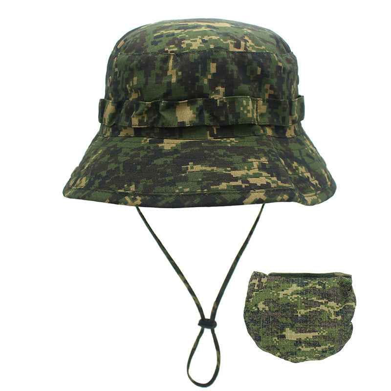 Sombrero de cubo de camuflaje para hombre, sombrero de ala ancha con protección solar, sombrero de pescador de simulación de jungla, sombrero de Montañismo para pesca al aire libre