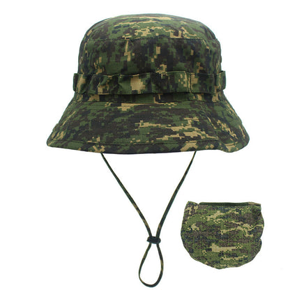 Sombrero de cubo de camuflaje para hombre, sombrero de ala ancha con protección solar, sombrero de pescador de simulación de jungla, sombrero de Montañismo para pesca al aire libre