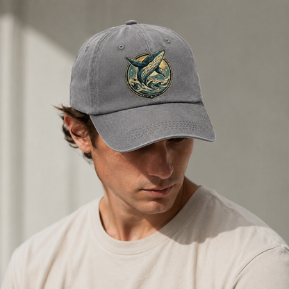 Vintage Whale Ocean Waves Classic Cap – editorial product image