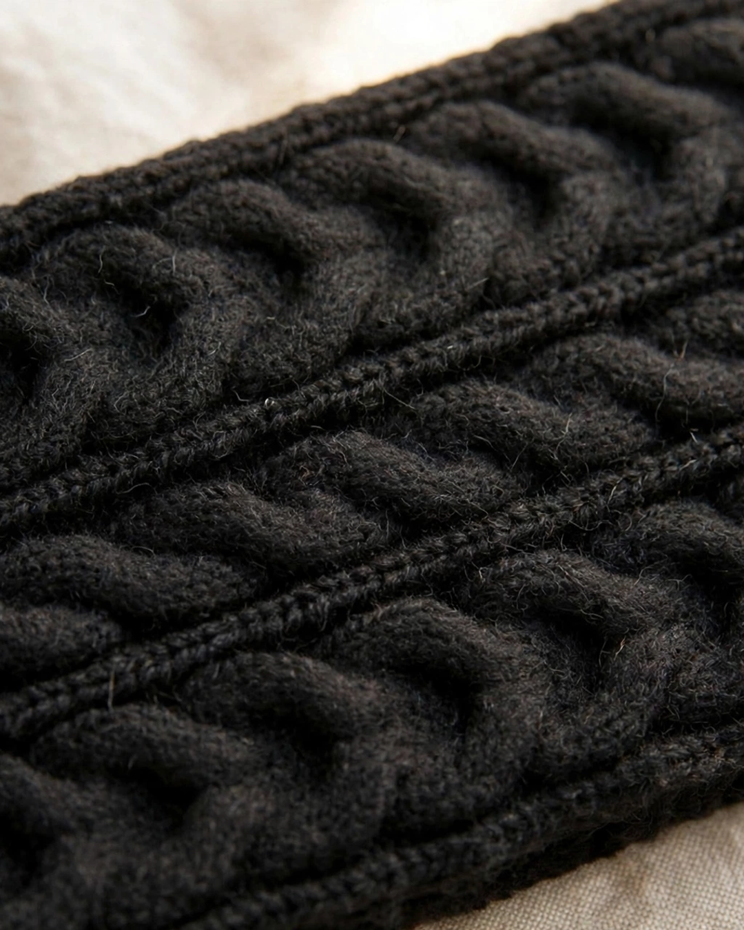 Merino Wool Wide Braided Headband — close-up detail of material and stitching